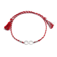 Combo of 92.5 Sterling Silver Infinity Rakhi in Red Thread for Bhaiya Bhabhi Couple Rakhi