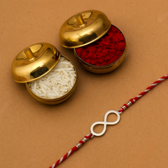 92.5 Sterling Silver Infinity Loomba Rakhi for Bhabhi in Red Thread