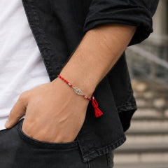 Combo of 92.5 Sterling Silver Morpankh Rakhi in Red Thread for Bhaiya Bhabhi Couple Rakhi