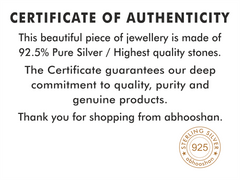 Sterling Silver Rakhi Certificate of Authenticity