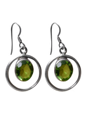 92.5 Sterling Silver Hand made Dangler Hanging Peridot Stone Earrings