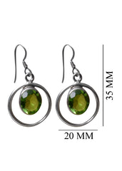 92.5 Sterling Silver Hand made Dangler Hanging Peridot Stone Earrings