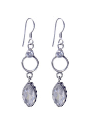 Designer Hanging Earrings with White Cubic Zirconia Stone in 92.5 Sterling Silver