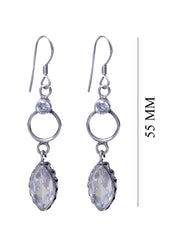 Designer Hanging Earrings with White Cubic Zirconia Stone in 92.5 Sterling Silver