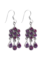 Designer Hanging Earrings with Amethyst Stone in 92.5 Sterling Silver