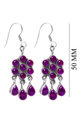 Designer Hanging Earrings with Amethyst Stone in 92.5 Sterling Silver