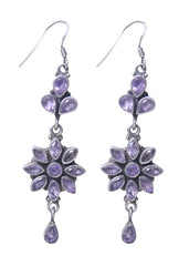 Designer Hanging Earrings with Amethyst Stone in 92.5 Sterling Silver