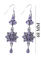 Designer Hanging Earrings with Amethyst Stone in 92.5 Sterling Silver