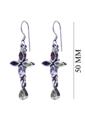 Designer Hanging Earrings with Multi Color Stone in 92.5 Sterling Silver