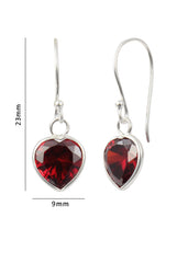 Maroon heart shape CZ Dangler Earring in 925 Silver