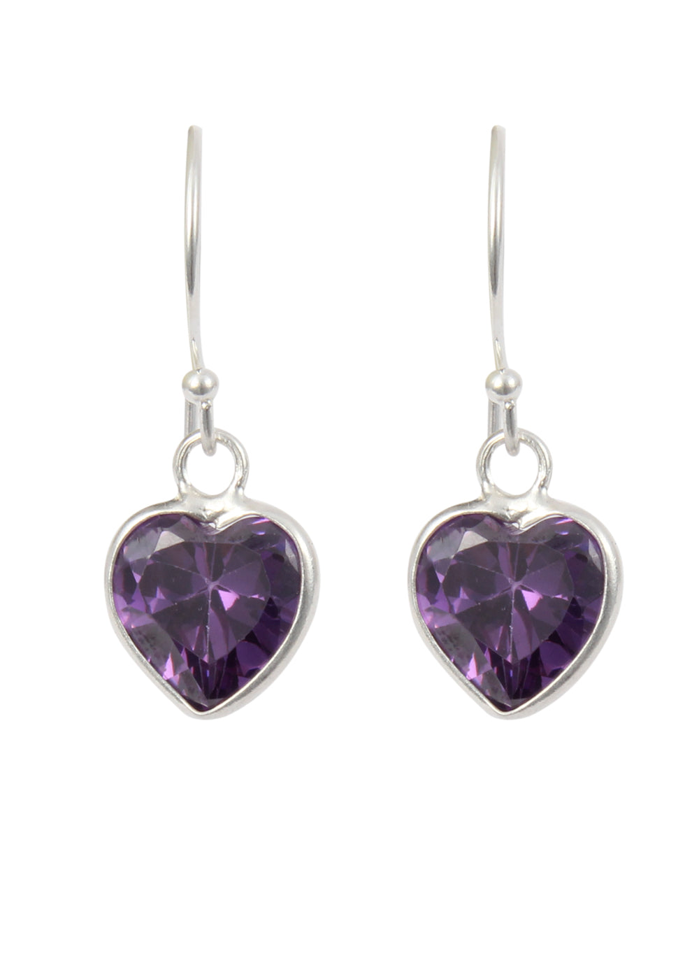 Vibrant purple heart shape Cz Earring