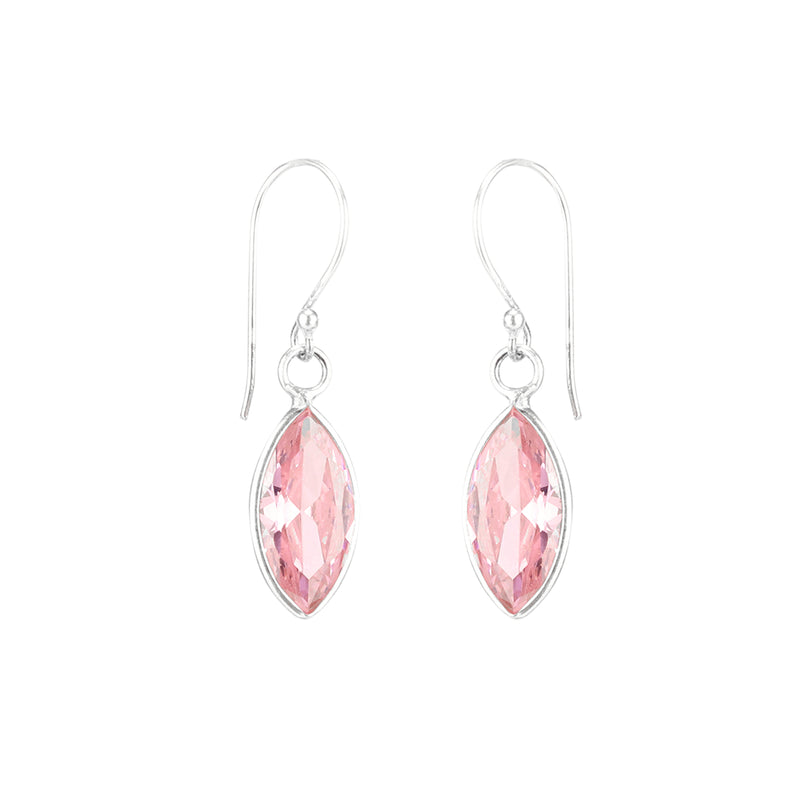 Pair of Pink Marquise shape Cz Earring in 925 Silver Ear Wire
