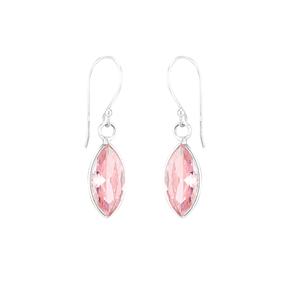 Pair of Pink Marquise shape Cz Earring in 925 Silver Ear Wire
