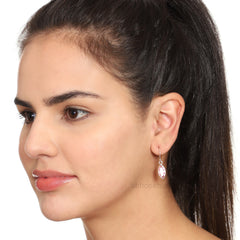 Pair of Pink Marquise shape Cz Earring in 925 Silver Ear Wire