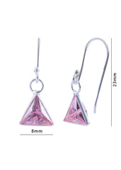 pair of Triangle shape Cz Earring in 925 Silver Ear Wire (Pink)