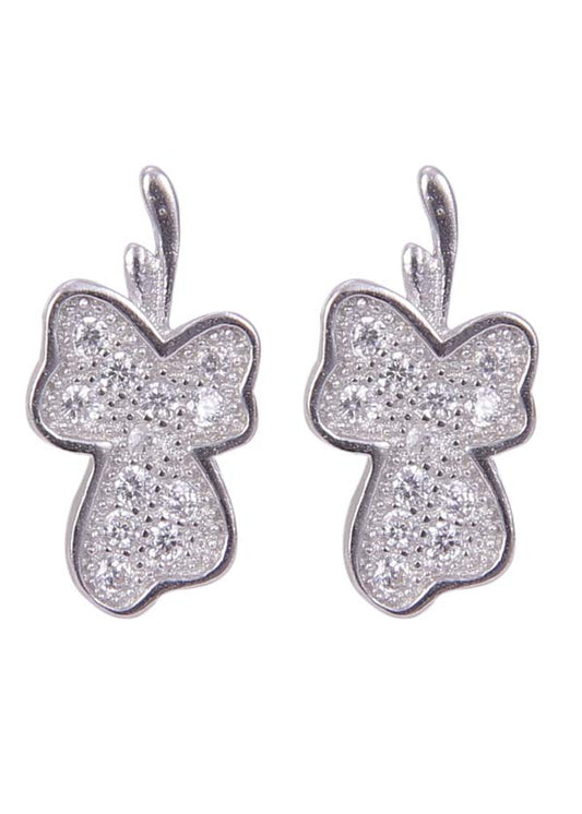 925 Sterling Silver Leaf Shape Cubic Zircon Studs