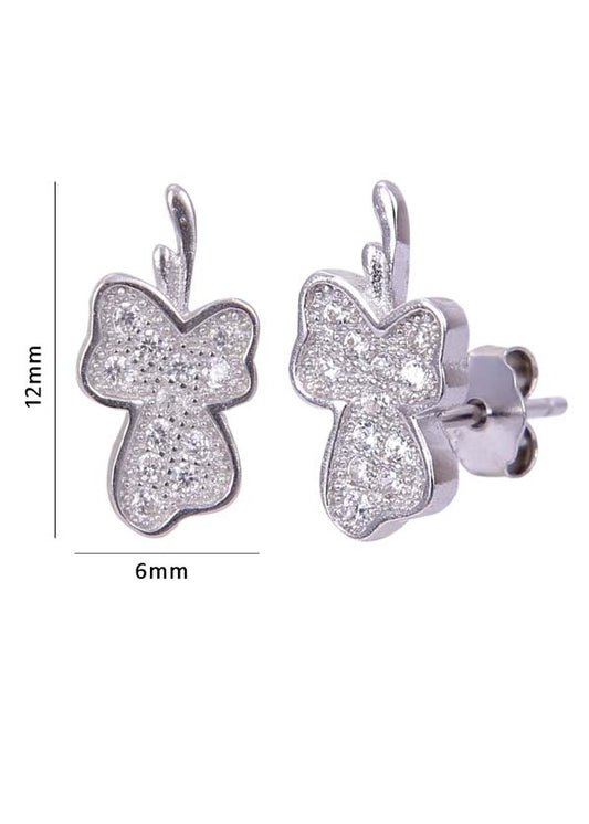 925 Sterling Silver Leaf Shape Cubic Zircon Studs