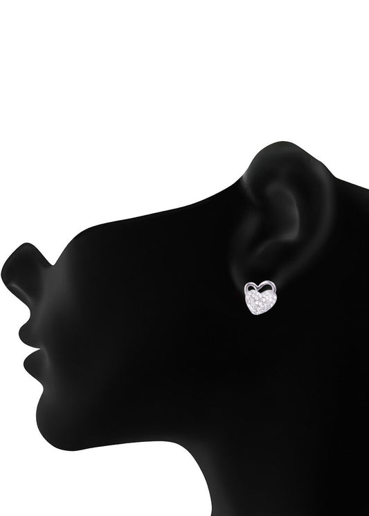 925 Sterling Silver Cute Heart-Shaped Cz Studs