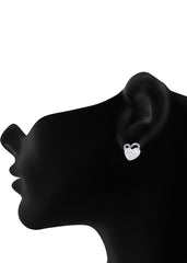 925 Sterling Silver Cute Heart-Shaped Cz Studs