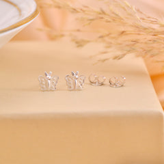 Cute and Elegant White Enamel Small Butterfly Studs Earrings