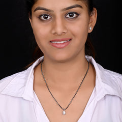 Oval Pendant and Earring Mangalsutra Set in Pure 925 Sterling Silver