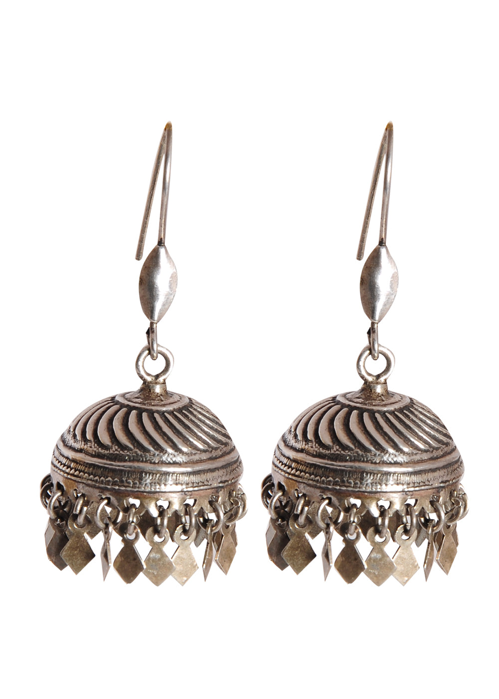 Designer pair of Traditional Indian Jhumkis in Pure 925 Silver