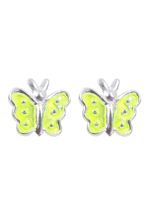 Elegant Yellow Enamel Small Butterfly Studs Earrings - Default Title - Abhooshan