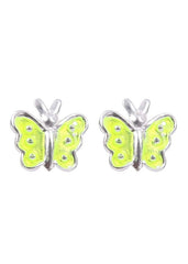 Elegant Yellow Enamel Small Butterfly Studs Earrings