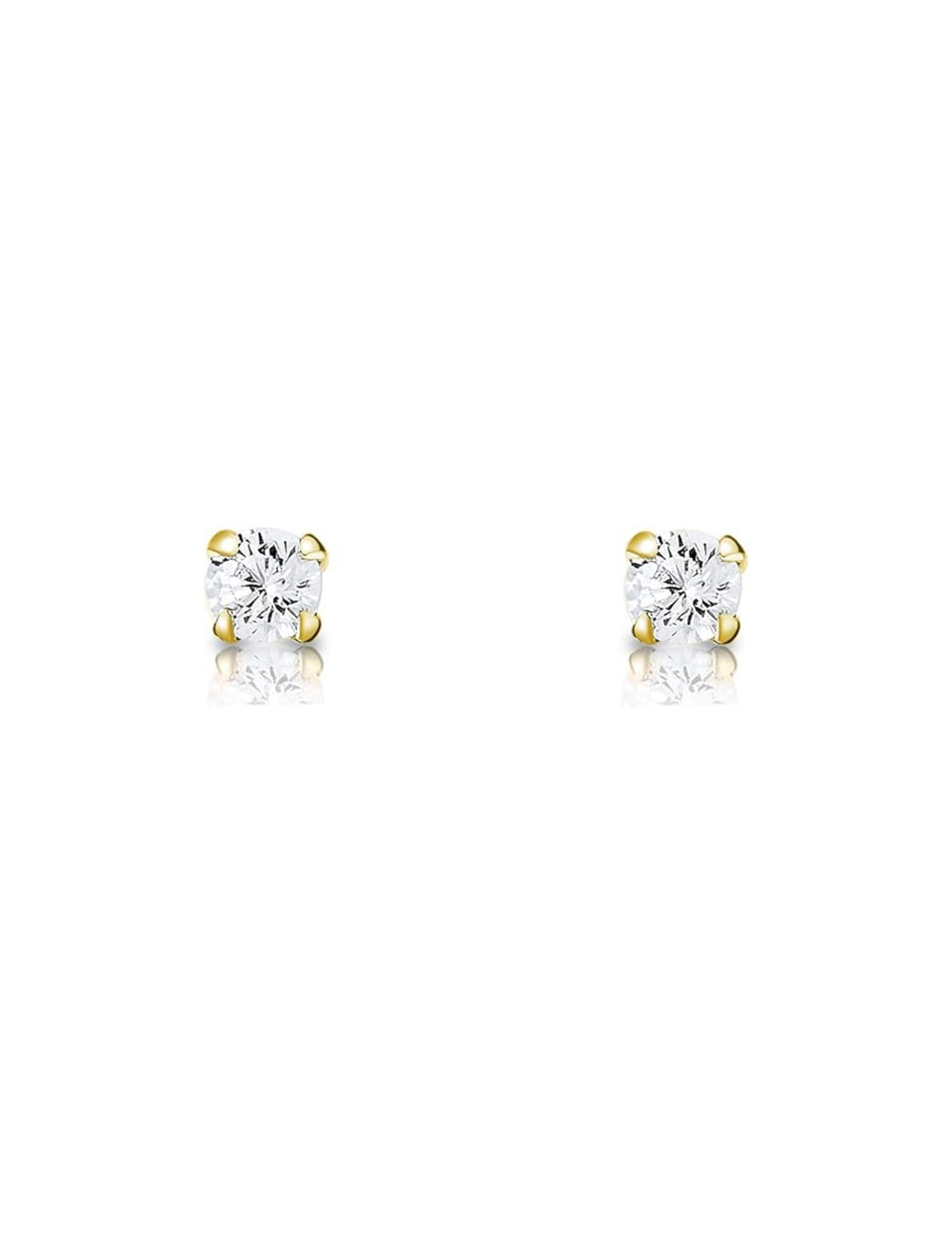 18k Gold Plated 925 Sterling Silver pair of Round 2mm Single White Cz Unisex Stud Earrings