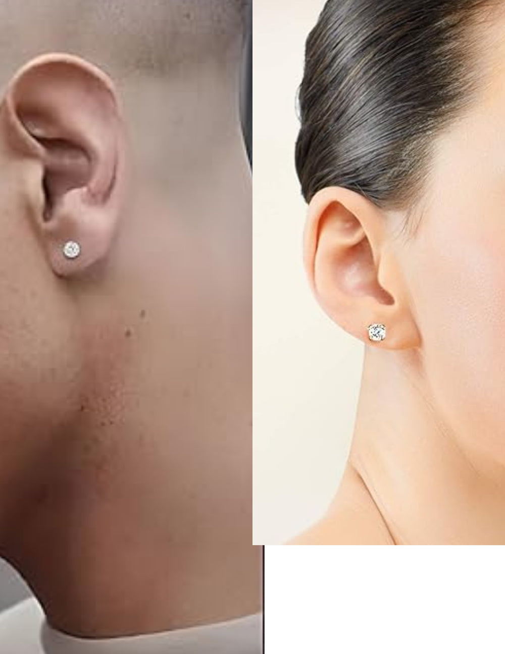 18k Gold Plated 925 Sterling Silver pair of Round 4mm Single White Cz Unisex Stud Earrings