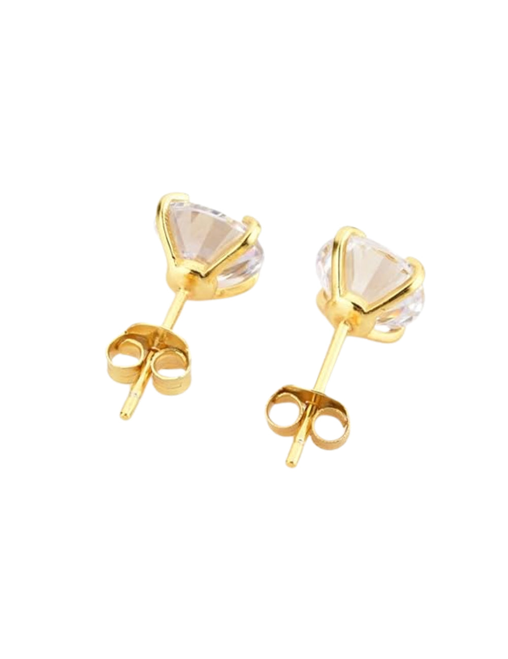 18k Gold Plated 925 Sterling Silver pair of Round 5mm Single White Cz Unisex Stud Earrings