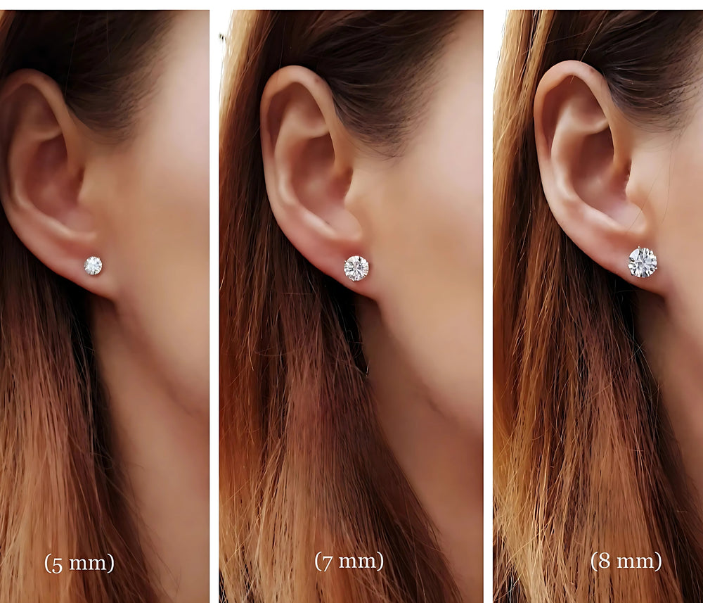 18k Gold Plated 925 Sterling Silver pair of Round 8mm Single Stone White CZ Unisex Stud Earrings