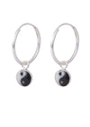 92.5 Sterling Silver 14 mm Hoops with Yin Yang Design