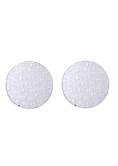 White Pearl Round Studs in 92.5 Silver