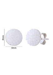 White Pearl Round Studs in 92.5 Silver