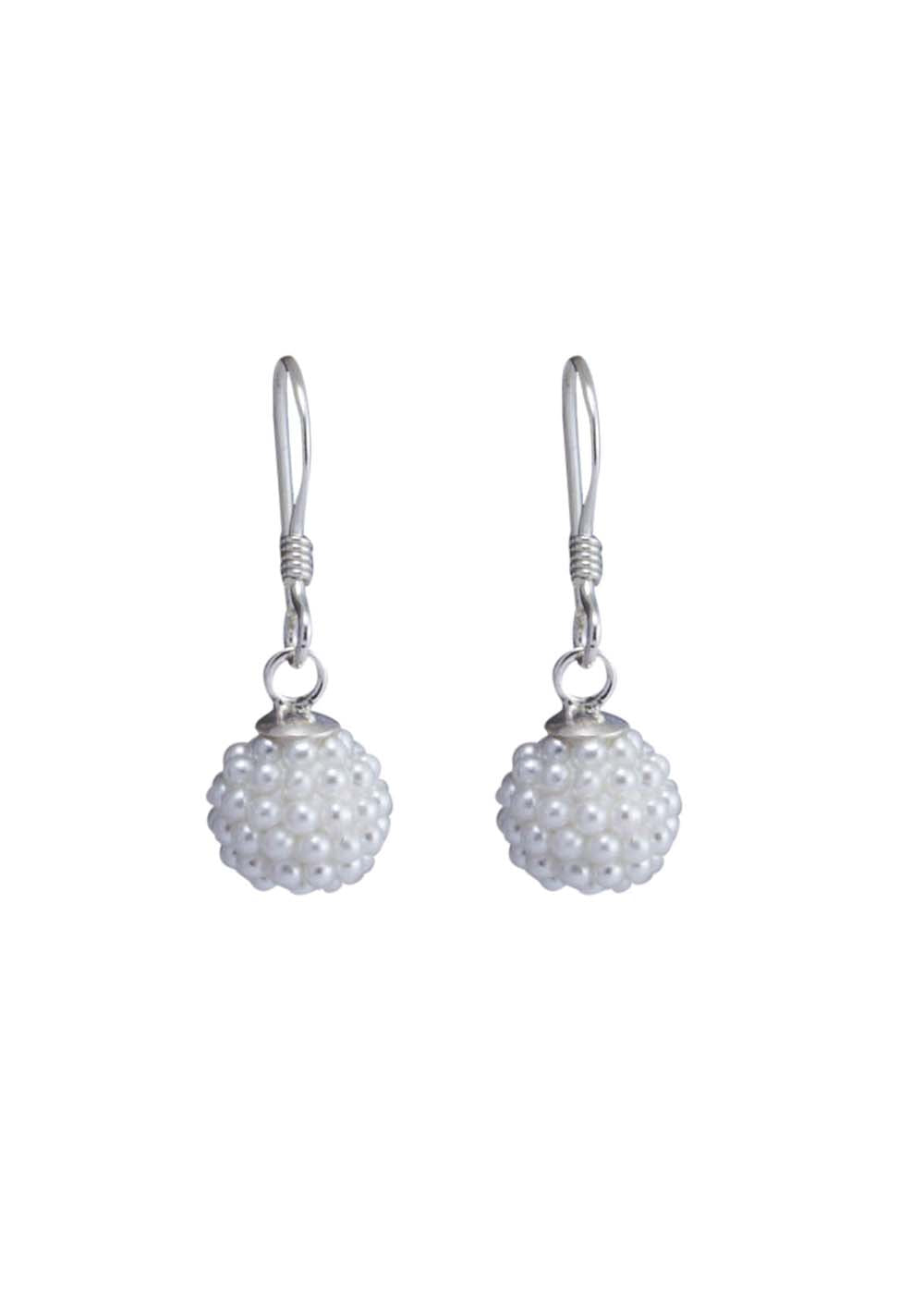 Designer Round Turquoise Micro Pearl Ball with 925 Sterling Silver Ear Wire