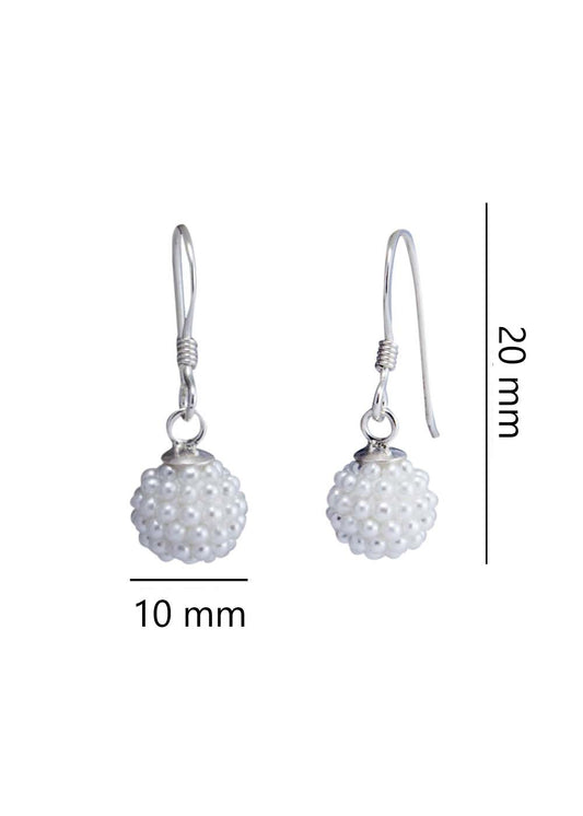 Designer Round Micro Pearl Ball with 92.5 Sterling Silver Ear Wire