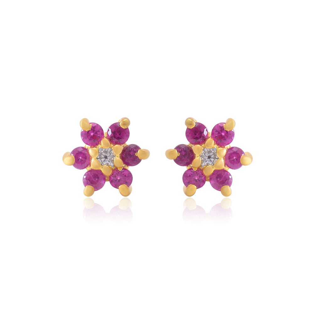 Beautiful Ruby Pink CZ Screw Back Gold Plated 92.5 Silver Stud Earrings