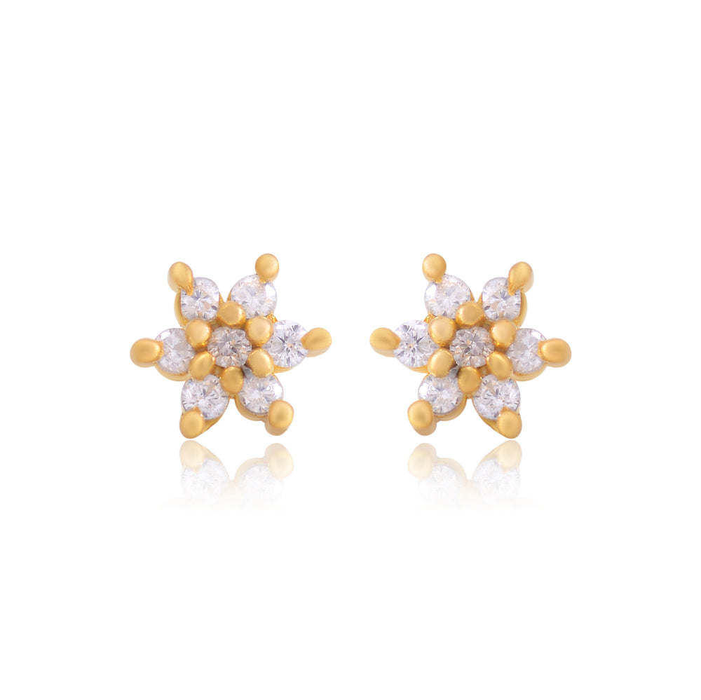 White CZ Screw Back Gold Plated 92.5 Silver Stud Earrings