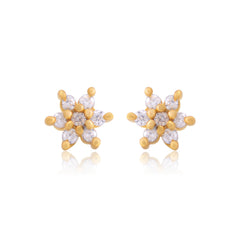 White CZ Screw Back Gold Plated 92.5 Silver Stud Earrings