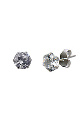 925 Sterling Silver Silver pair of Round shape 5mm Single White Cubic Zircon (CZ) Stone
