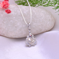 92.5 Sterling Silver Ganesh Pendant with Cz Stones