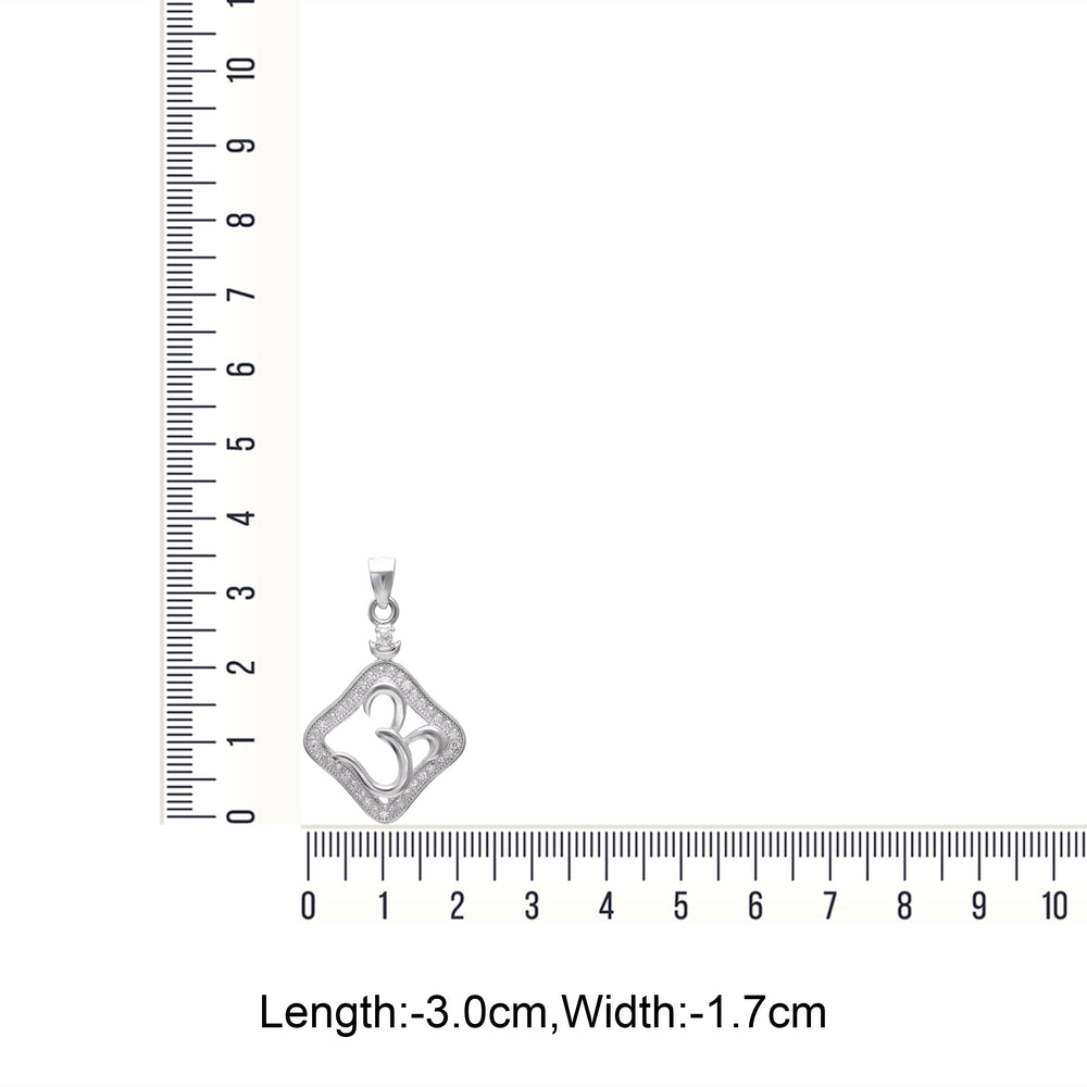 OM 92.5 Sterling Silver Unisex Religious Pendant with CZ Stones