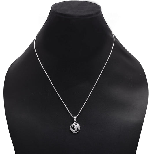 OM 92.5 Sterling Silver Unisex Religious Pendant with CZ Stones Without Chain