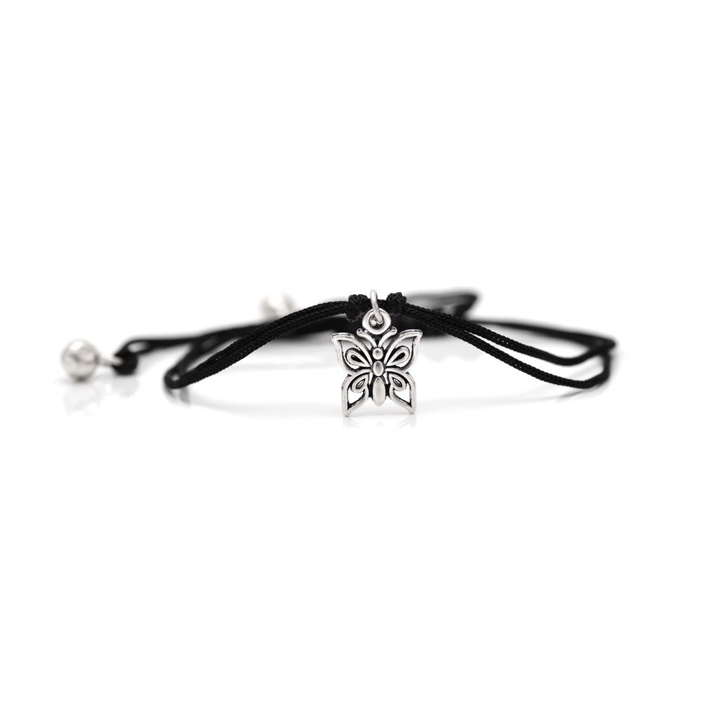 Trendy Butterfly Anklet with Black Thread