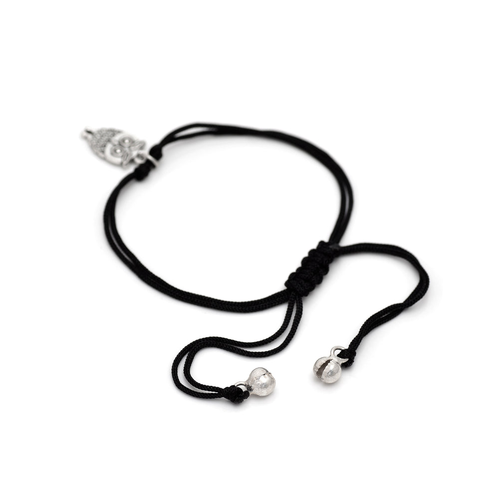 Cool Owl Anklet with Adjustable Black Thread