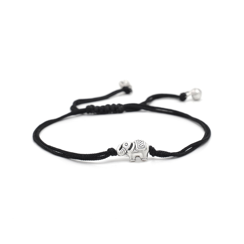Trendy Elephant Anklet with Adjustable Black Thread