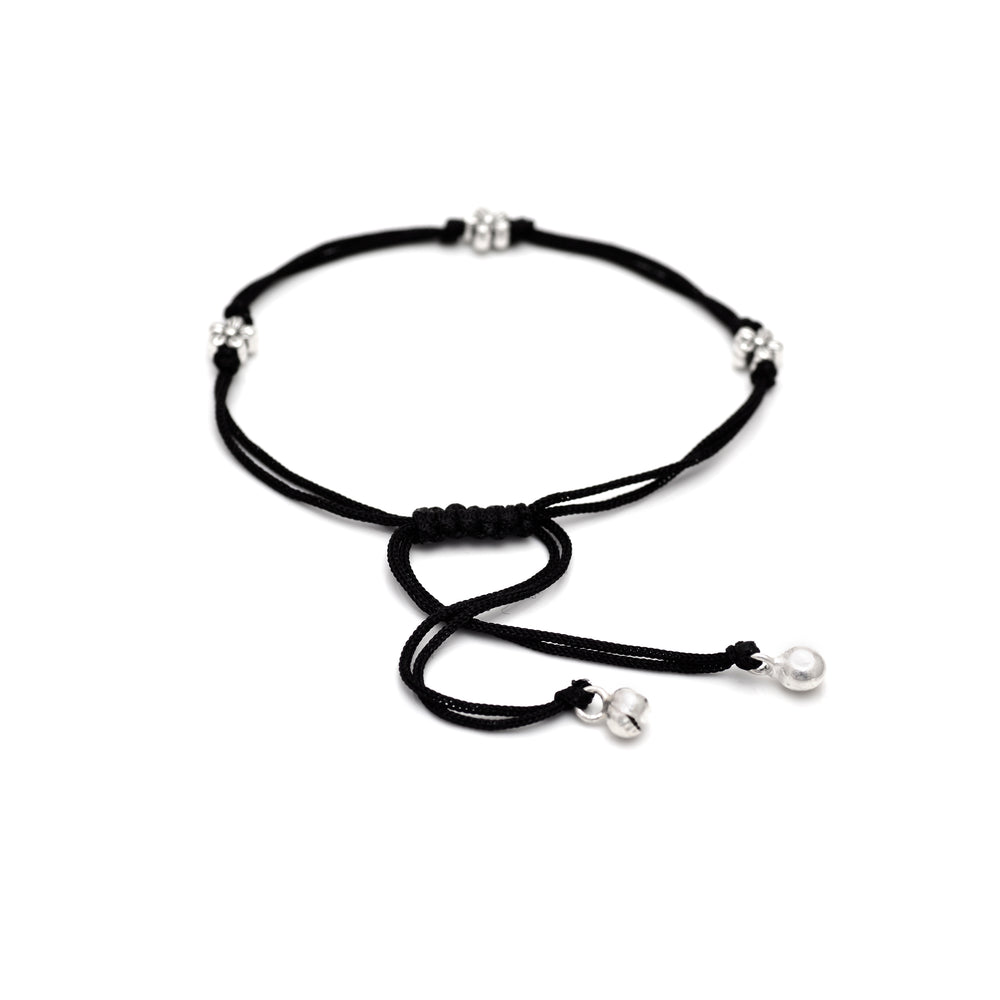 Designer Three Flower Anklet with Adjustable Black Thread