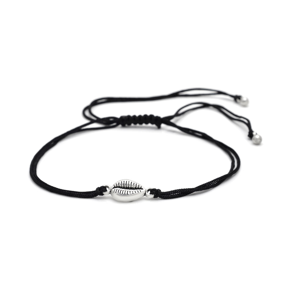 Trendy Shell Anklet with Adjustable Black Thread
