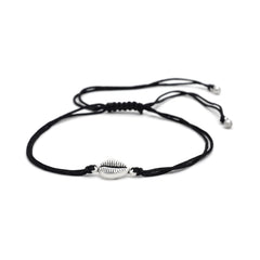 Trendy Shell Anklet with Adjustable Black Thread
